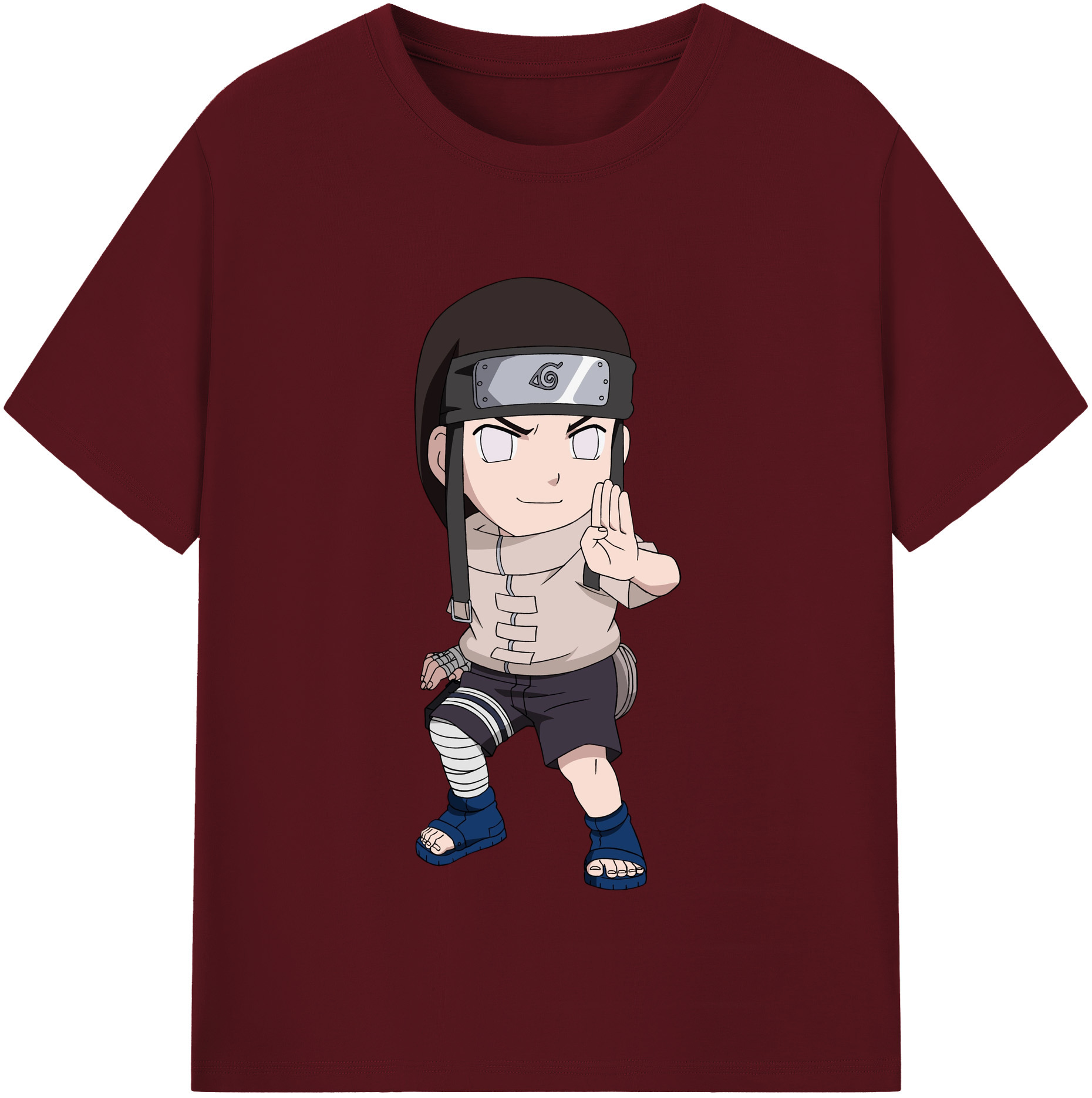 （画像用） NARUTO -ナルト- 日向ネジ Hyūga Neji 綿100％半袖Tシャツ（フロントプリント）